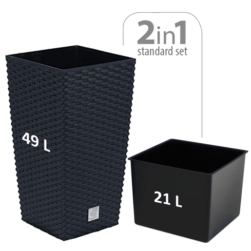 Vaso Rato 49 L COM INSERIÇÃO 32,5 x 32,5 x 61 cm em cor antracite