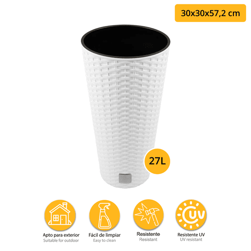 Set de Vaso Rato 27 L Conjunto com inserção 30 x 30 x 57,2 cm em branco + diâmetro da bola de lança 36 cm Set de Vaso Rato 27 L Conjunto com inserção 30 x 30 x 57,2 cm em branco + diâmetro da bola de lança 36 cm