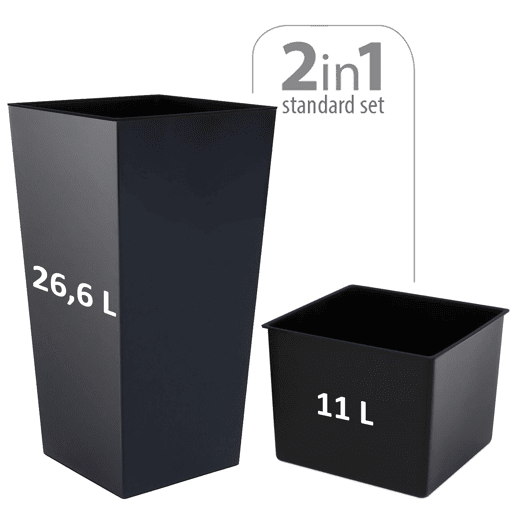Vaso Zanvic Urbi 26,6 litros de plástico de potência com linha interior 27 x 27 x 50 cm antracite
