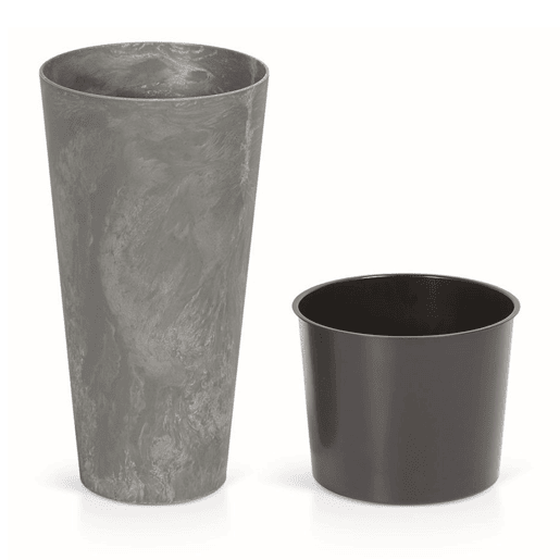 Prosperplast Tubus Slim Efeito de plástico com depósito de cor de cimento, 28,6 (alto) x 15 (largura) x 15 (profundo) CMS