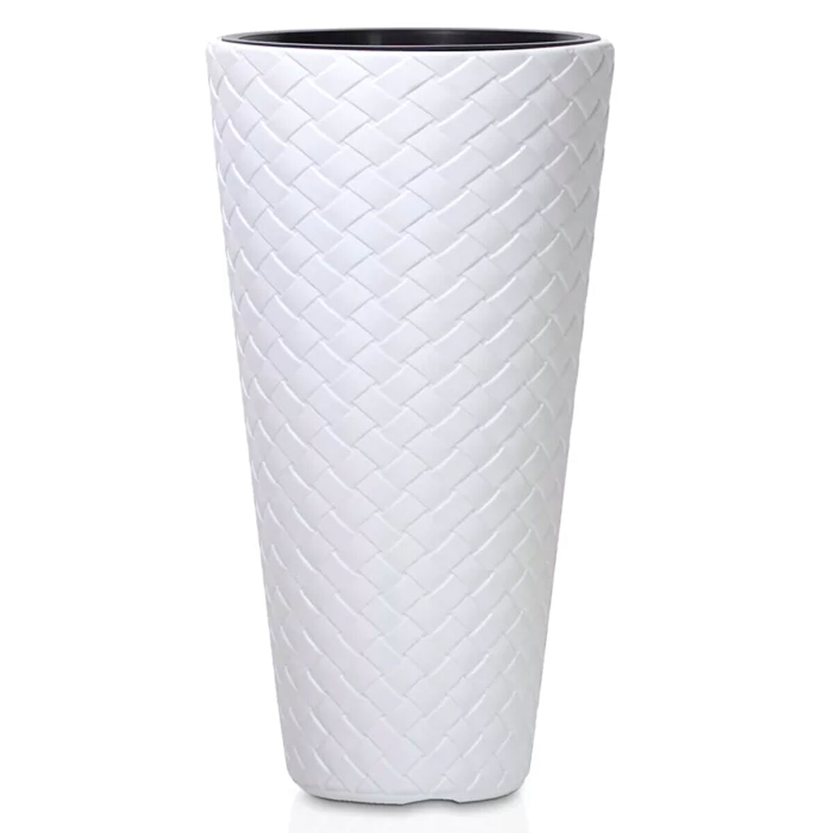Macetero slim matuba 57l., con depósito, dimensiones (mm) 400x400x780, color blanco