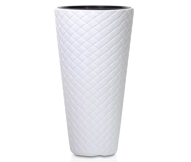 Macetero slim matuba 57l., con depósito, dimensiones (mm) 400x400x780, color blanco