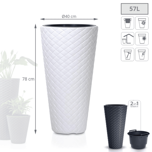Vaso Slim Macero 57L, Com depósito, dimensões (mm) 400x400x780, cor branca