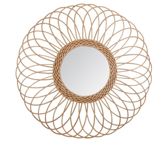Espejo decorativo fabricado en mimbre d.56 cm|d. 56,5 x d. 3,7 cm