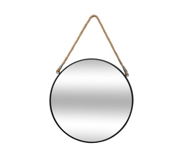 Espejo redondo con cuerda en metal|d. 38 x d. 3 cm