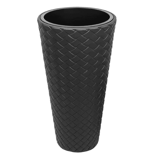 Vaso alto ratan 23 litros de cor antracite 30 x 55 cm Vaso alto ratan 23 litros de cor antracite 30 x 55 cm