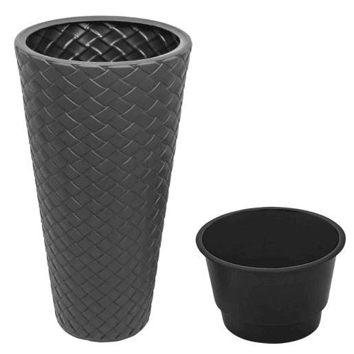 Vaso alto ratan 23 litros de cor antracite 30 x 55 cm Vaso alto ratan 23 litros de cor antracite 30 x 55 cm