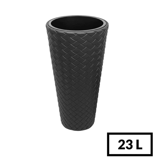 Vaso alto ratan 23 litros de cor antracite 30 x 55 cm Vaso alto ratan 23 litros de cor antracite 30 x 55 cm