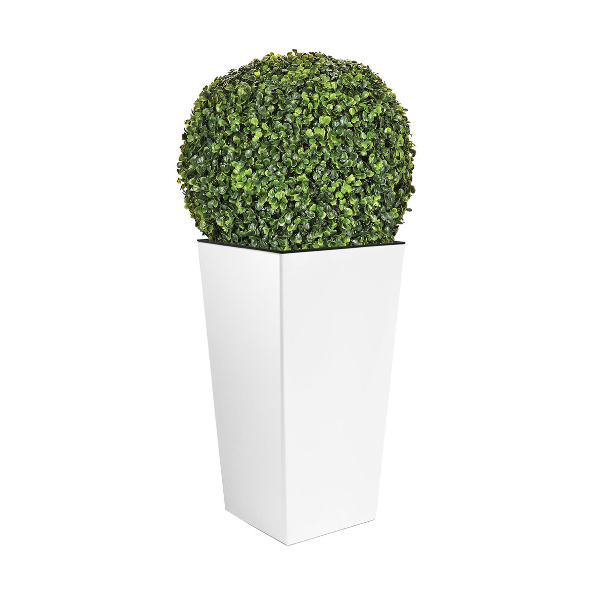 Set de maceta alta 35 l prosperplast urbi square de plástico con depósito en color blanco, 55 (alto) x 29,5 (ancho) x 29,5 (profundo) cms + bola de bo