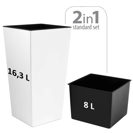 Vaso alta Urbi 16,3 litros, plástico, 22 x 22 x 42 cm em branco