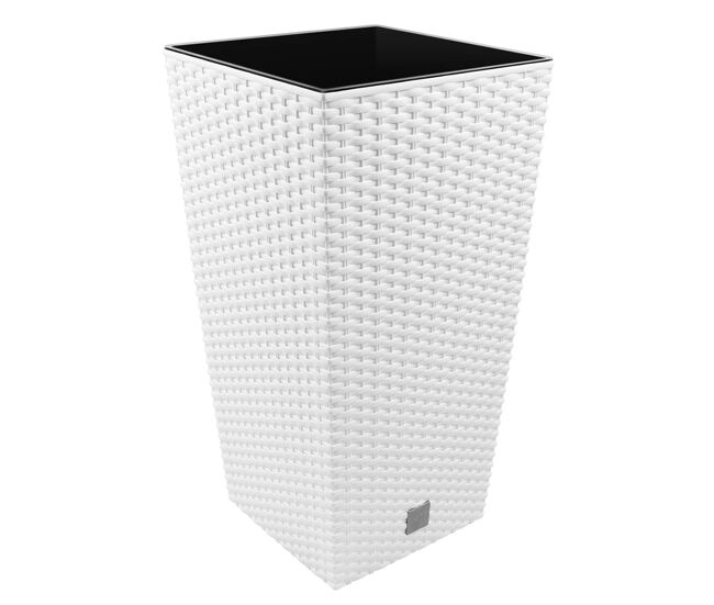 Maceta rato de 7,2 litros con inserto 17 x 17 x 32,4 cm en color blanco