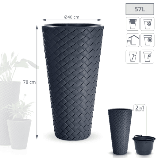Vaso Slim Macero 57L., Com depósito, dimensões (mm) 400x400x780, cor antracite