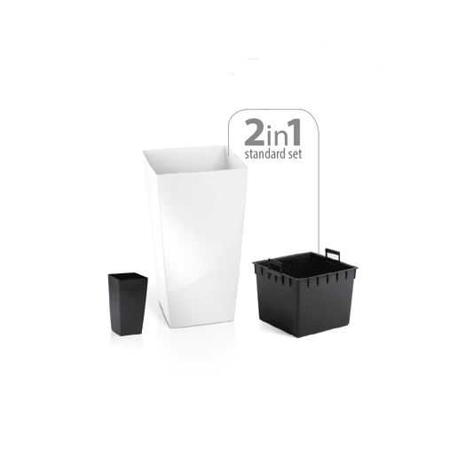 Vaso alto 35 l Prosperplast Urbi Square de plástico com tanque em antracite, 55 (alto) x 29,5 (largura) x 29,5 (profundo) CMS