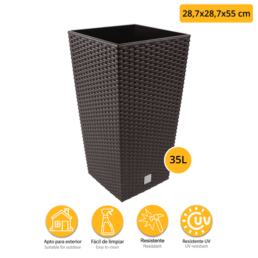 Set de vaso Rato de 35 L Inserção 28,7 x 28,7 x 55 cm em Ocher escuro + diâmetro da bola 36 cm