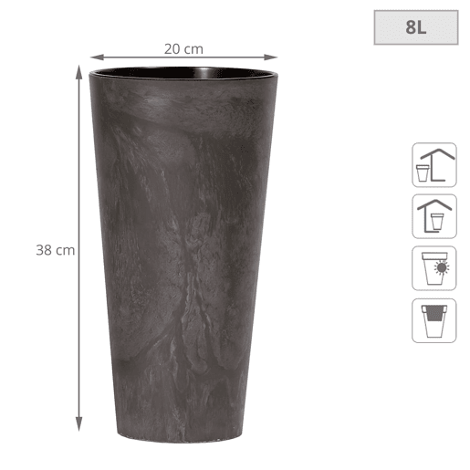 Prosperplast Tubus Slim Efeito de plástico com tanque em antracite, 38,1 (alto) x 20 (largura) x 20 (profundo) cms