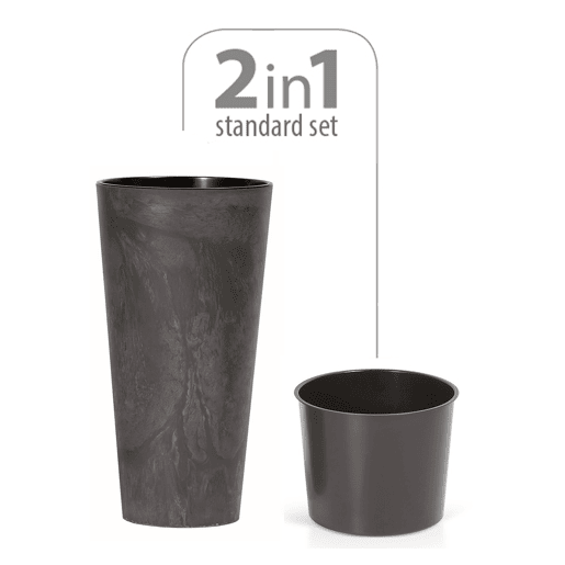 Prosperplast Tubus Slim Efeito de plástico com tanque em antracite, 38,1 (alto) x 20 (largura) x 20 (profundo) cms