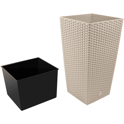 Vaso Rato 11,4 litros com inserção 20 x 20 x 37,6 cm na cor mocca
