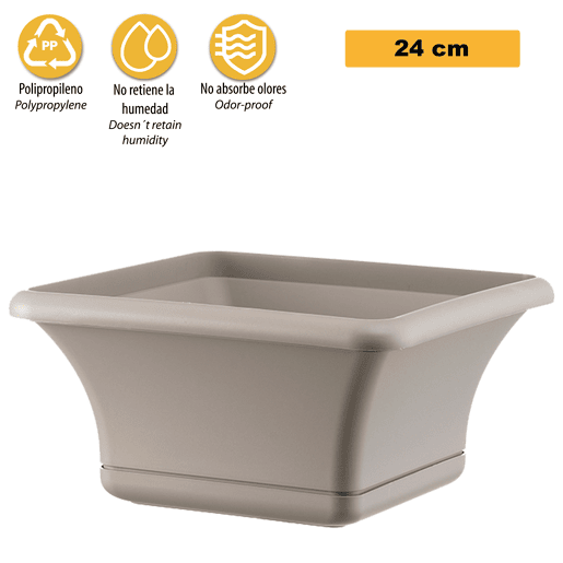 Pote quadrado 24 Cm com pires Pote quadrado 24 Cm com pires