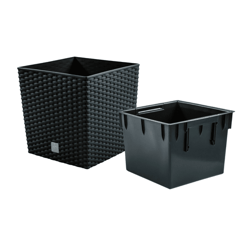 15,8 litros de tempo com balde para plantar em cor antracite 26,2 x 26,2 x 26,6 cm.