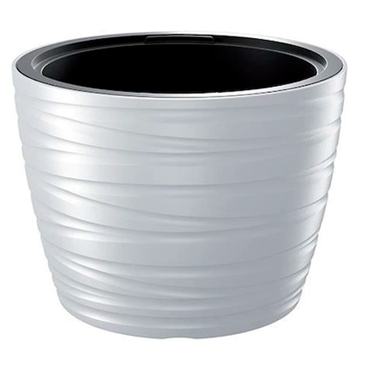 Maceta baja con deposito 22l maze de plastico en color blanco 37,5 (largo) x 37,5 (ancho) x 27,9 (alto) cm