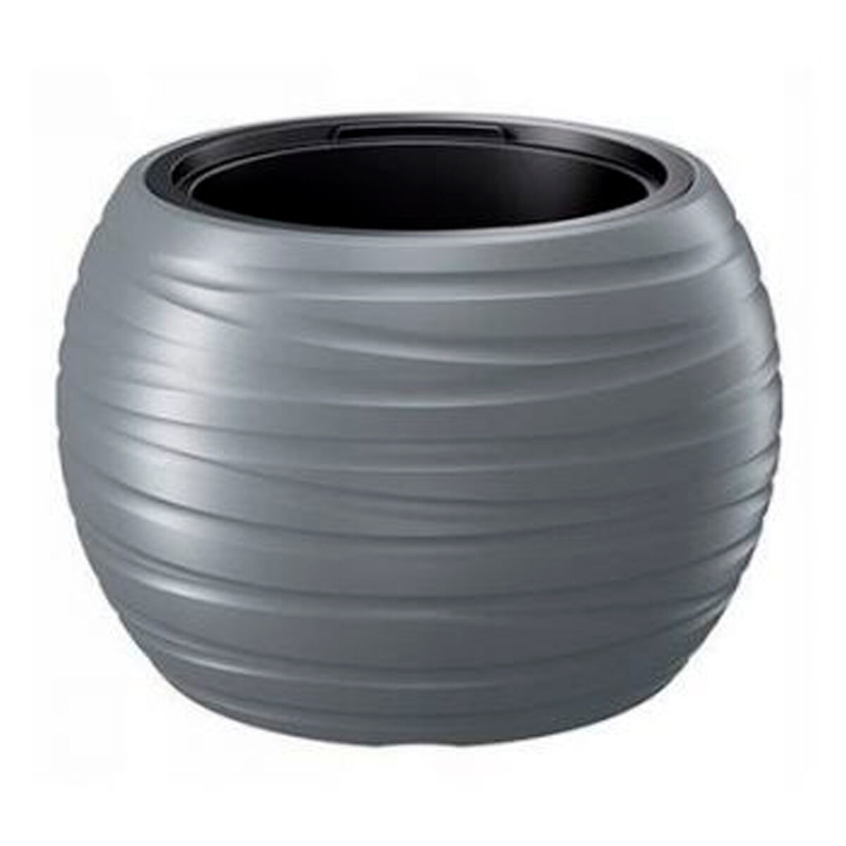Maceta redonda con deposito 25l maze de plastico en color gris piedra 39,6 (largo) x 39,6 (ancho) x 26 (altura) cm