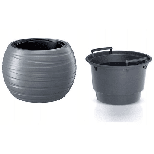 Potão redonda com depósito masculino plástico de 25L em pedra cinza 39,6 (comprimento) x 39,6 (largura) x 26 (altura) cm