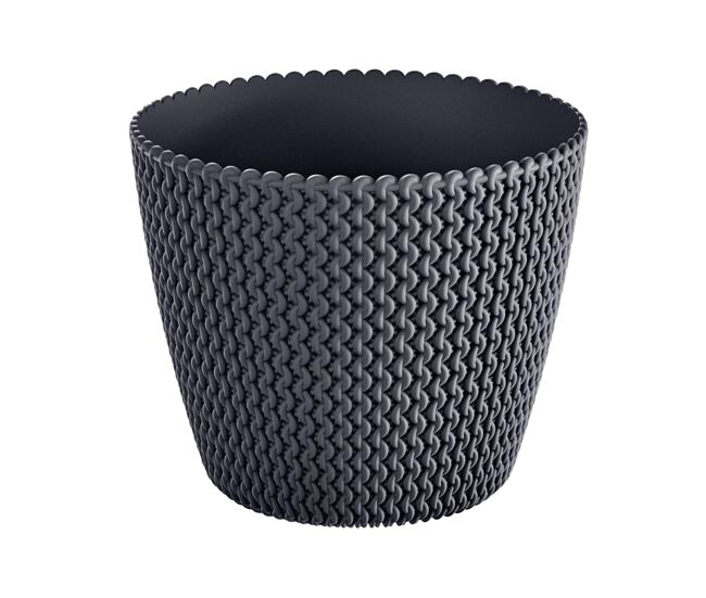 Maceta redonda 8l prosperplast splofy de plastico en color antracita, ø25,9 x 22 cm