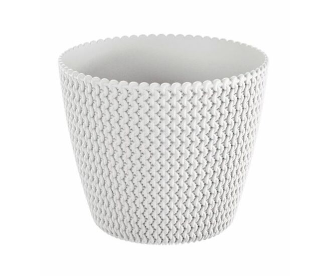 Maceta redonda 8l prosperplast splofy de plastico en color blanco, ø25,9 x 22 cm