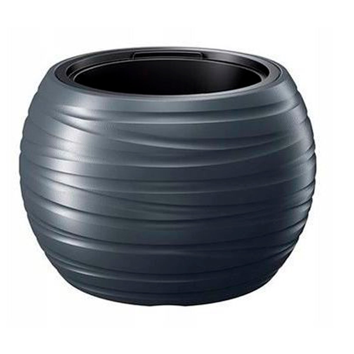 Maceta redonda con deposito 25l maze de plastico en color antracita 39,6 (largo) x 39,6 (ancho) x 26 (altura) cm