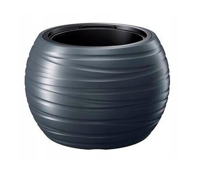 Maceta redonda con deposito 25l maze de plastico en color antracita 39,6 (largo) x 39,6 (ancho) x 26 (altura) cm