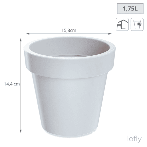 Potão de plástico lofly em branco 15,8 (comprimento) x 15,8 (largura) x 14,4 (alto) cm