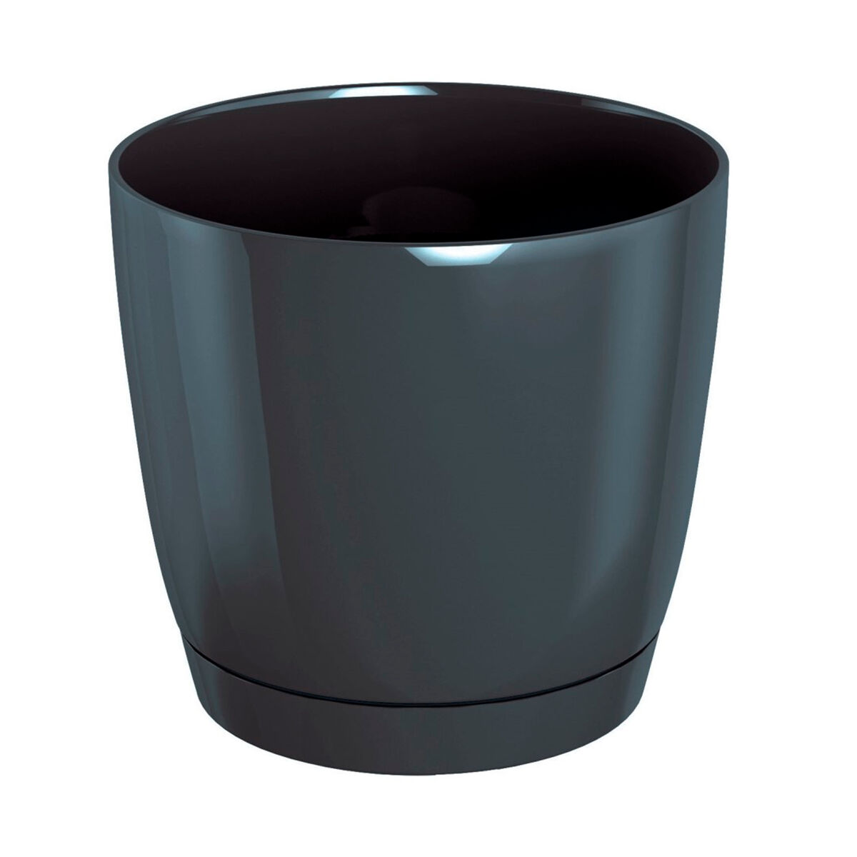 maceta redonda de plastico coubi round p en color grafito 10 largo x 10 ancho x 92 altura cm