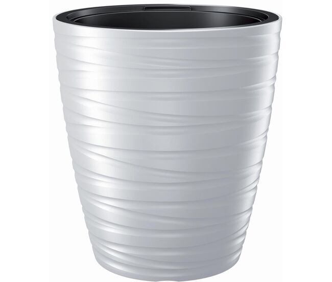 Maceta con deposito 32l maze de plastico en color blanco 37,5 (largo) x 37,5 (ancho) x 41,9 (alto) cm