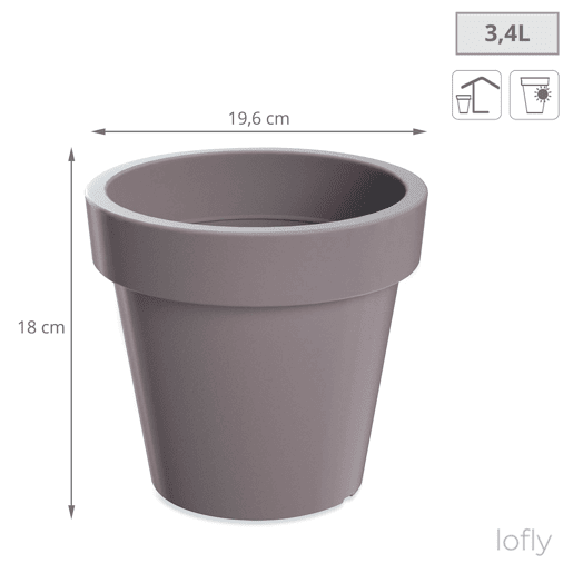 LOFLY PLÁSTICO PET em cor cinza 19,6 (longa) x 19,6 (largura) x 18,1 (alta) cm