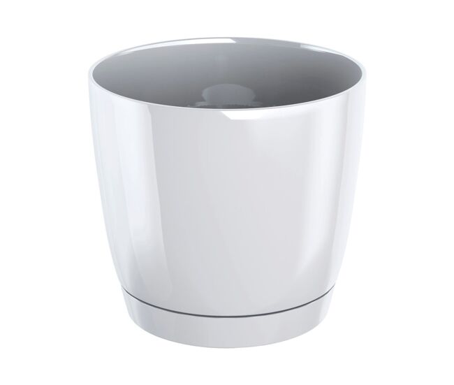 Maceta redonda de plastico coubi round p en color blanco 21 (largo) x 21 (ancho) x 19,3 (altura) cm