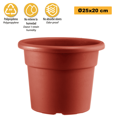 Pote cilíndrico Ø cm 25 terracota