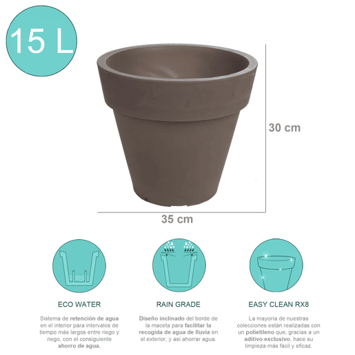 Plantador de polietileno da Rotomoulding cor taupe 35X30 Cm