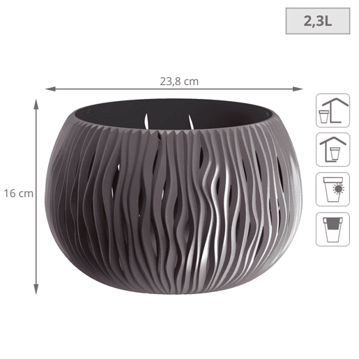 Prosperplast Bowl Plástico arenoso com tanque em antracite, 16,1 (alto) x 23,8 (largura) x 23,8 (profundo) cms