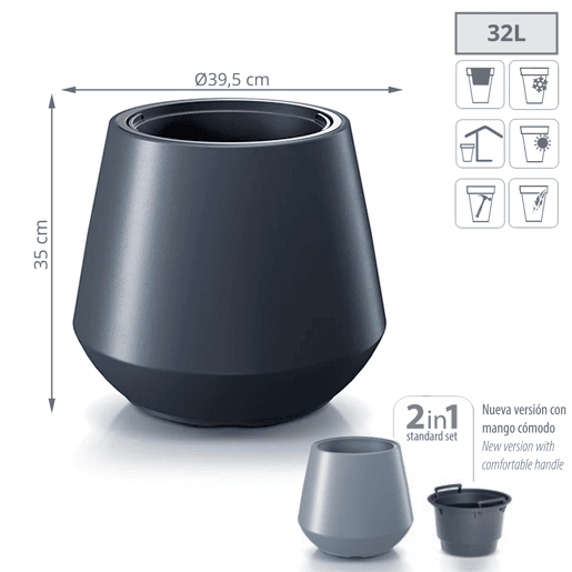Heos 32L Pot., Com depósito, dimensões (mm) 395x395x350, cor antracite