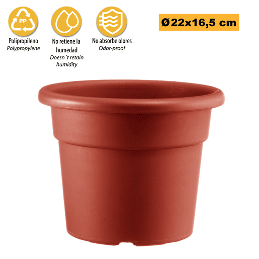 Pote cilíndrico Ø 22 cm de terracota