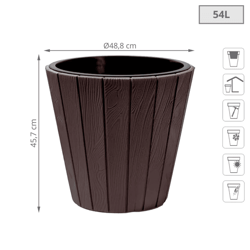 54L Woode Moted, Dimensões (mm) 488x48x457, cor marrom