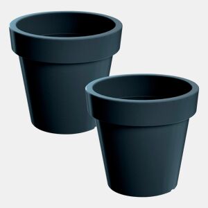 2X Lofly Plastic Pot Em Antracite Color 13,4 (Comprimento) X 13,4 (Largura) X 12 (Alta) Cm