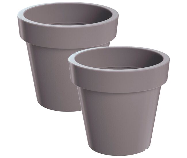 2x maceta de plastico lofly en color gris 24,5 (largo) x 24,5 (ancho) x 22,5 (alto) cm