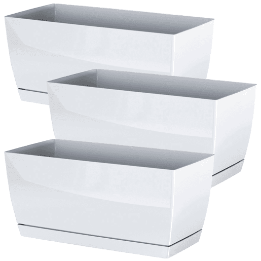 3X Gardeleiro De Plástico Coubi Caso P No Branco 29 (Comprimento) X 14.2 (Largura) X 13,6 (Altura) Cm
