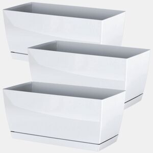 3X Gardeleiro De Plástico Coubi Caso P No Branco 29 (Comprimento) X 14.2 (Largura) X 13,6 (Altura) Cm