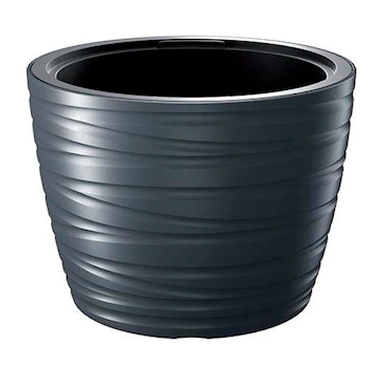 Maceta baja con deposito 22l maze de plastico en color antracita 37,5 (largo) x 37,5 (ancho) x 27,9 (alto) cm