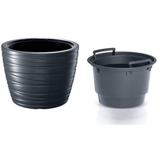 Pote baixo com depósito 22L Limpo de plástico na cor antracite 37,5 (comprimento) x 37,5 (largura) x 27,9 (alta) cm