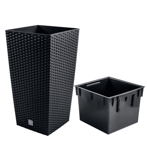 Conjunto Duplo De 35 Litros Com Inserção 28,7 X 28,7 X 55 Cm Na Cor Antracite + Boj Diâmetro 36 Cm