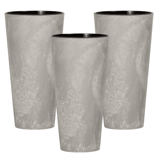 3X Prosperplast Tubus Slim Efeito De Plástico Com Depósito De Cor De Cimento, 28,6 (Alto) X 15 (Largura) X 15 (Profundo) Cms