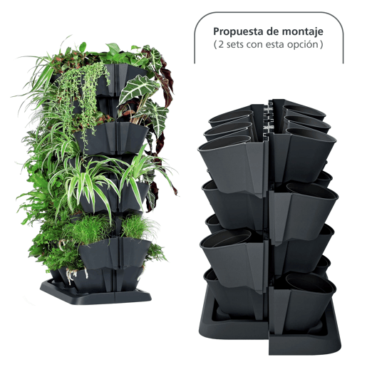 Maceter Vertical Prosperplast Cascade Garden Of Plastic In Antracite Color 68,5 (Comprimento) X 19 (Largura) X 54,6 (Alto) Cm